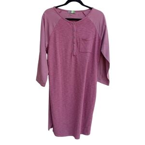 🍁4/$10 Prana T-Shirt Dress Womens Medium Pink Roll Tab Sleeves Casual Flawed